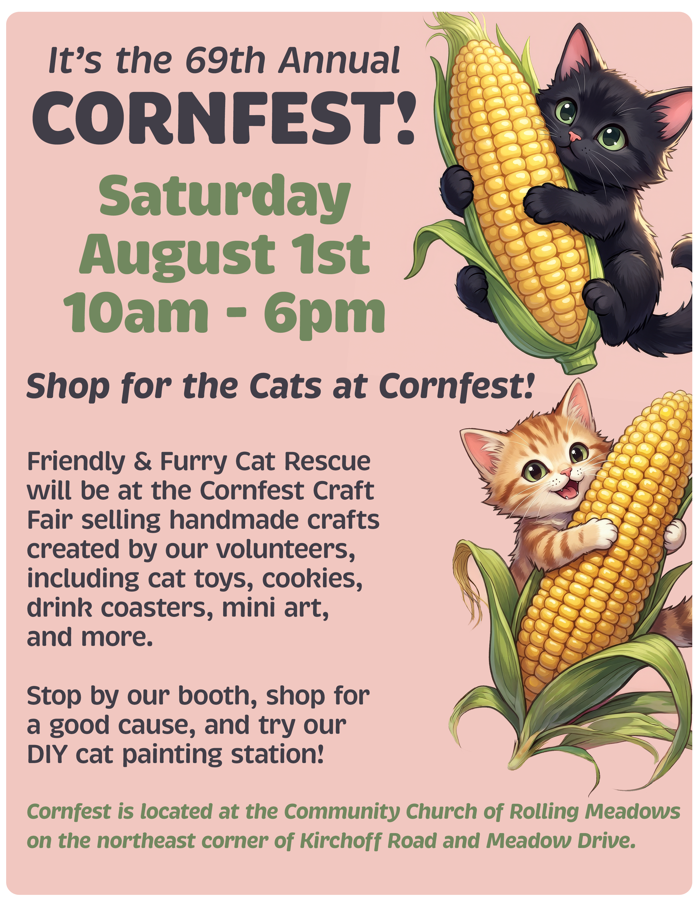 Cornfest flyer for Friendly and Furry Cat Rescue